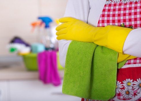 Cleaner handling approved products with care